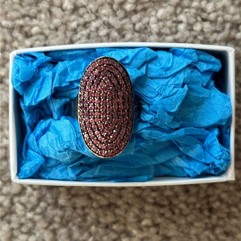 Adornia Garnet Farrah Shield Ring Pink Garnet .925 Sterling Silver!